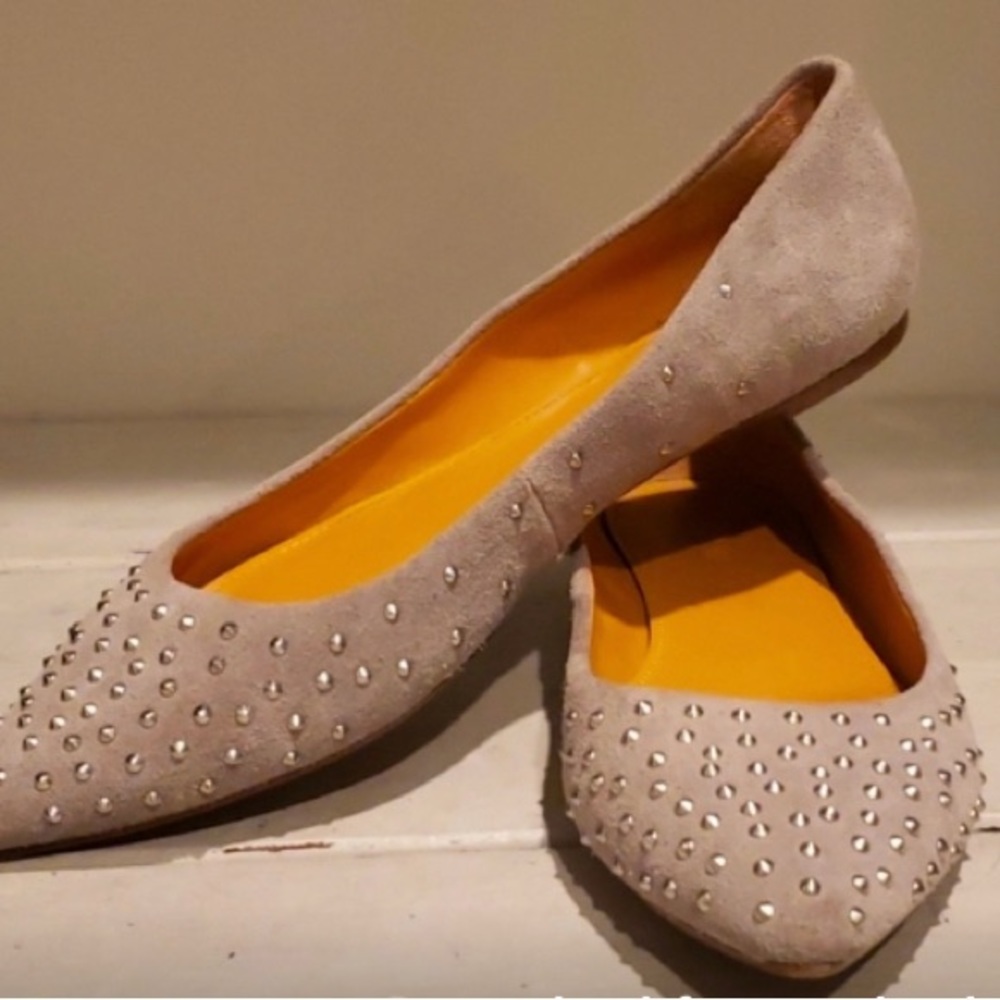 J. Crew Amelia Grey Metal Accent Pointy Toe Flats